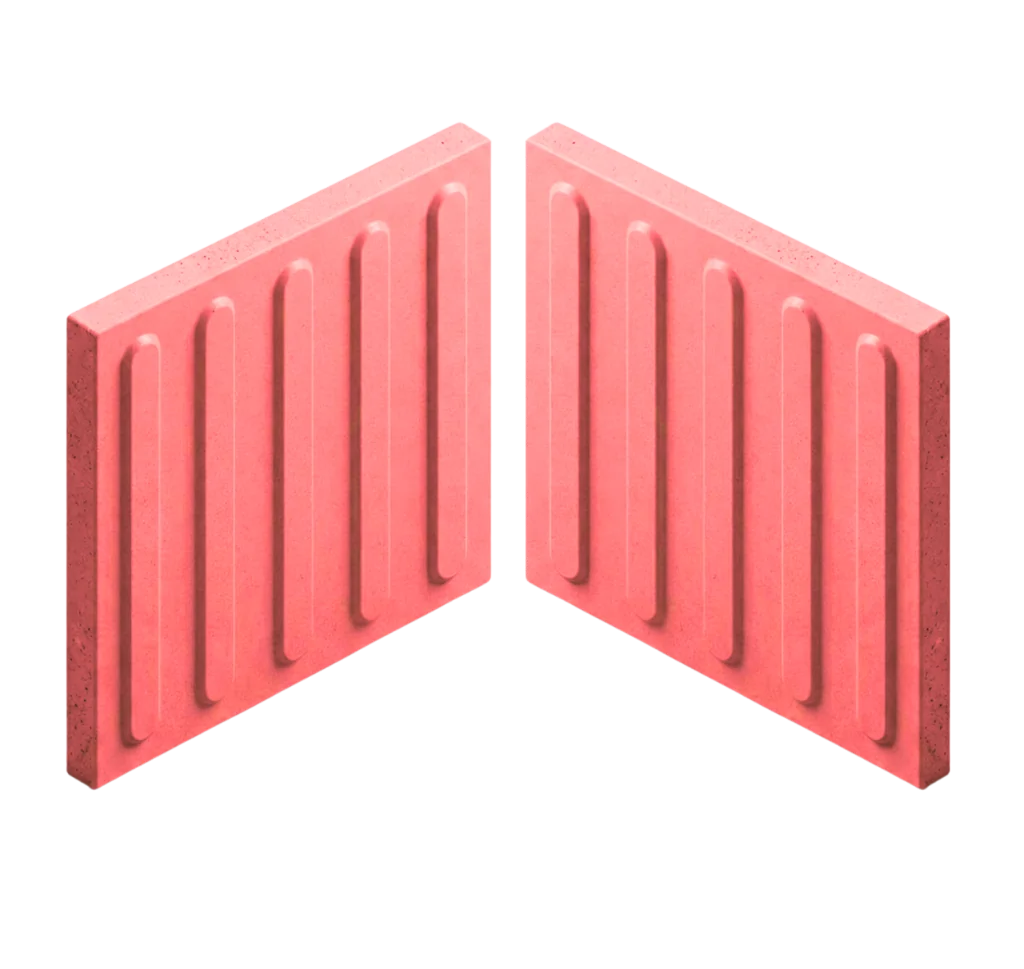 Piso tátil de concreto direcional vermelho 40x40